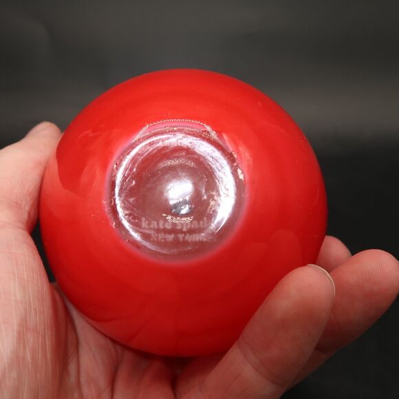 Kate Spade New York by Lenox Red Bud Vase with Gold Trim Glass Round - Picture 3 of 6